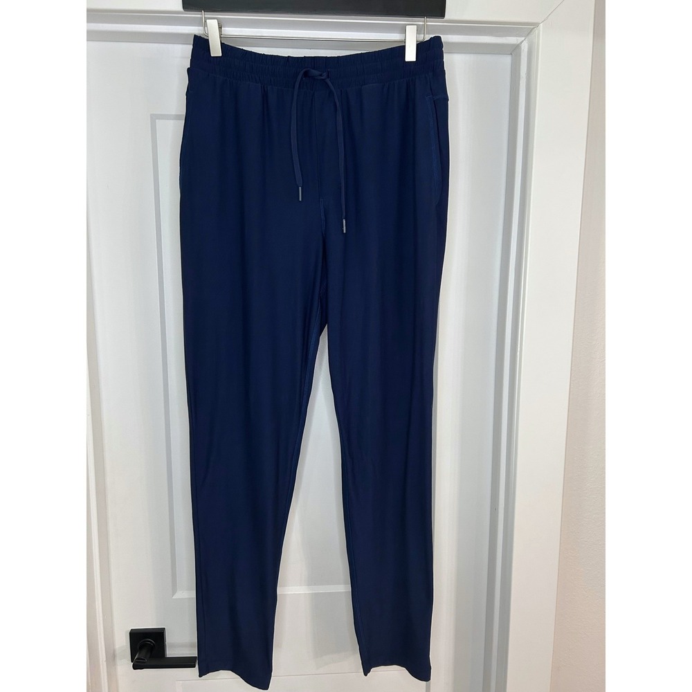 Lands End Mens Navy Blue Active Jogger Pants M/T 32-34 Drawstring Waist Stretch